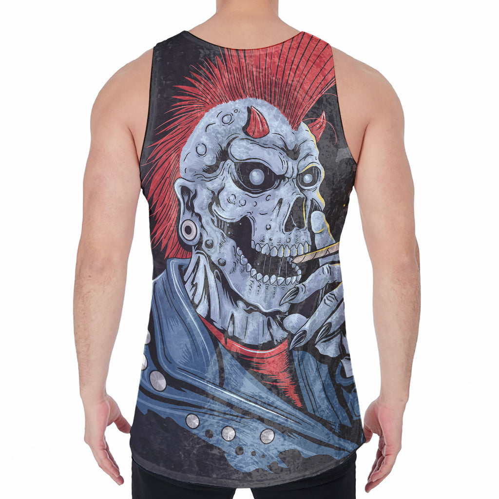 Punk Mohawk Devil Print Men's Velvet Tank Top