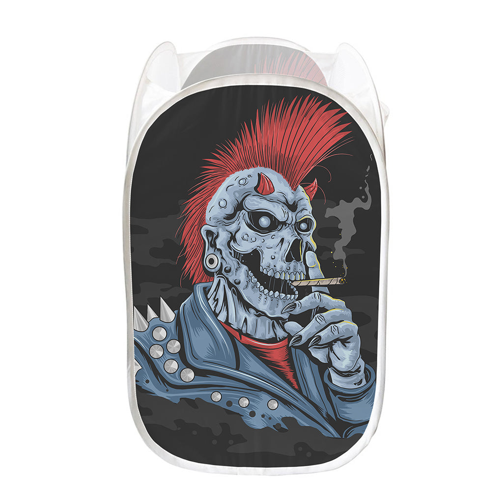 Punk Mohawk Devil Print Mesh Laundry Hamper