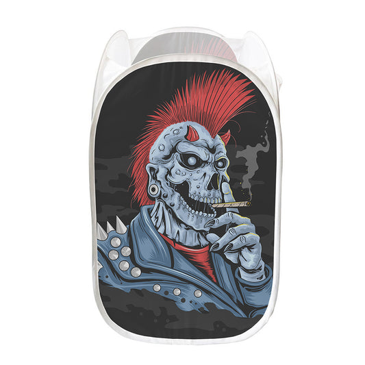 Punk Mohawk Devil Print Mesh Laundry Hamper