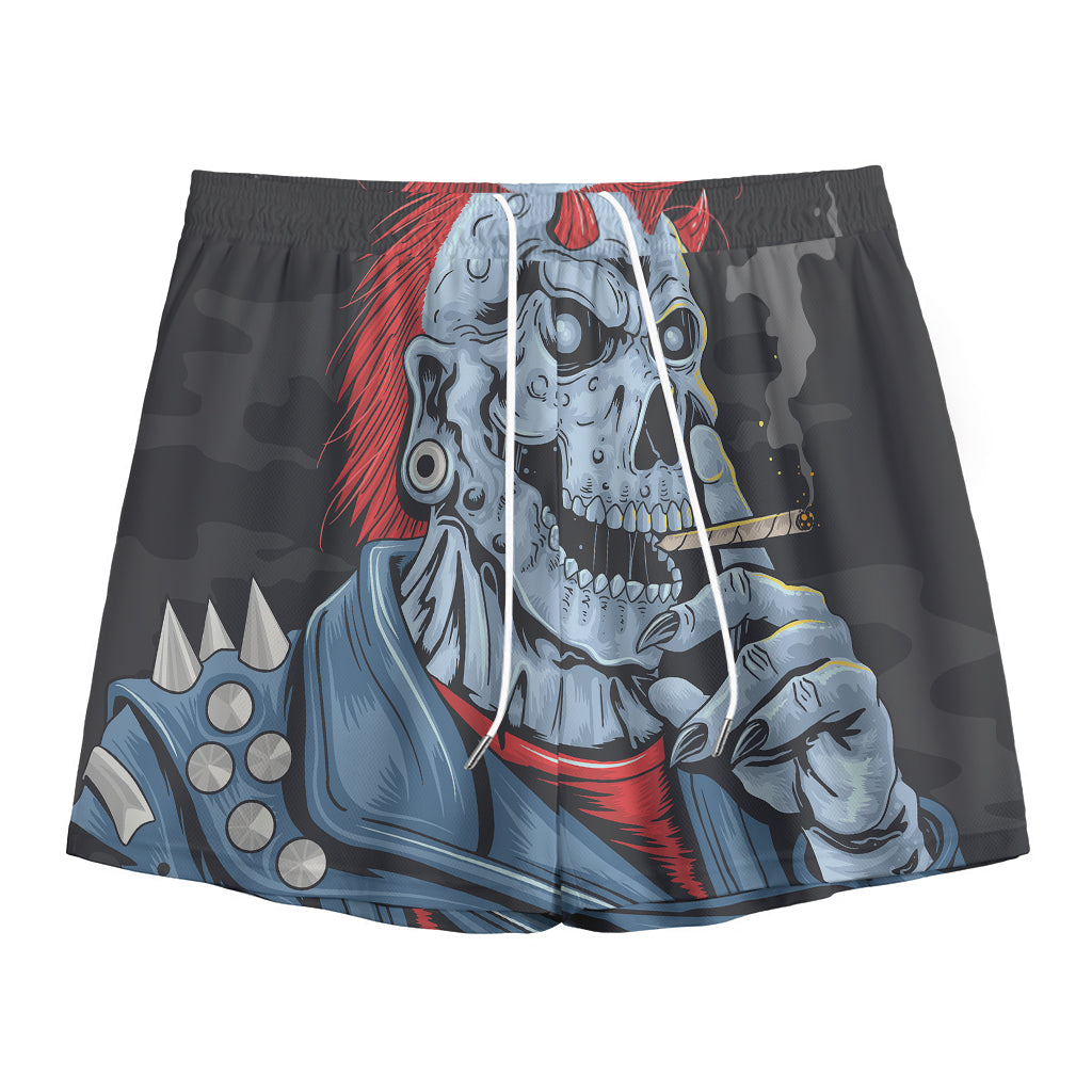 Punk Mohawk Devil Print Mesh Shorts