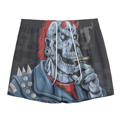 Punk Mohawk Devil Print Mesh Shorts