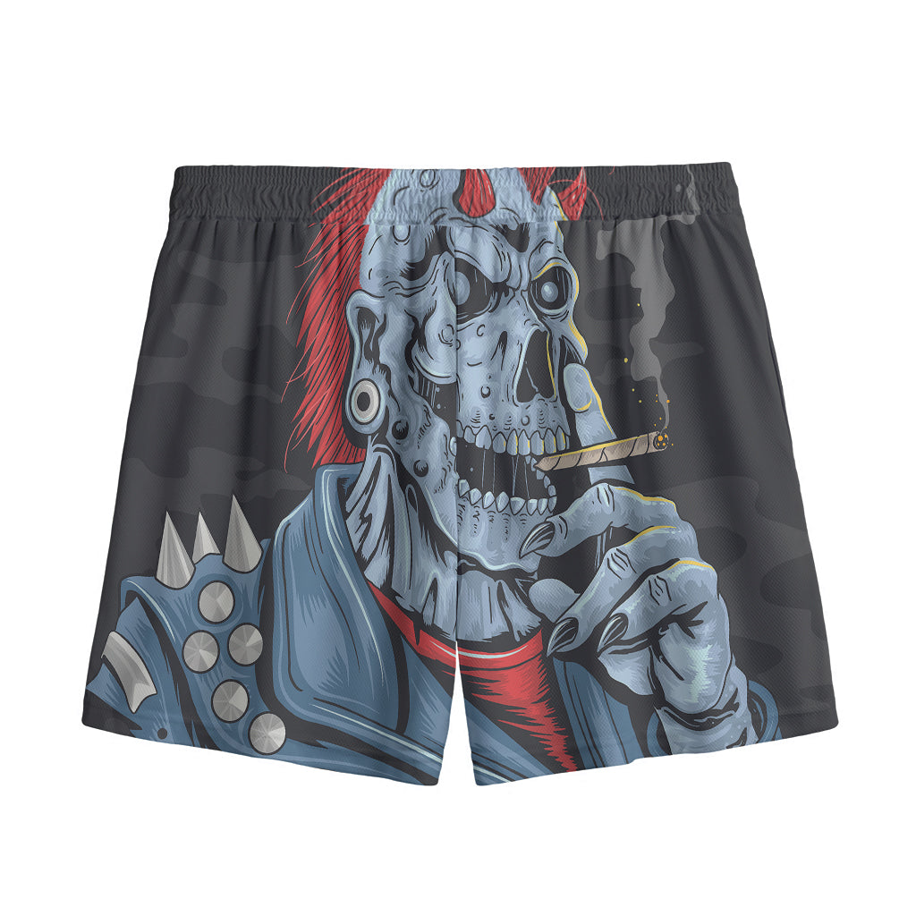 Punk Mohawk Devil Print Mesh Shorts