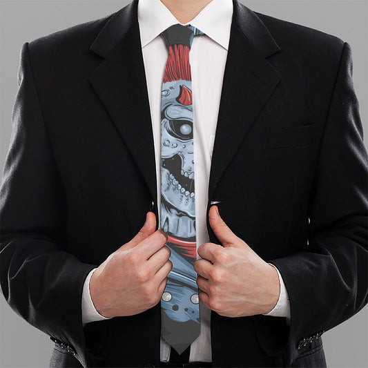 Punk Mohawk Devil Print Necktie