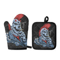 Punk Mohawk Devil Print Oven Mitt And Pot Holder Set