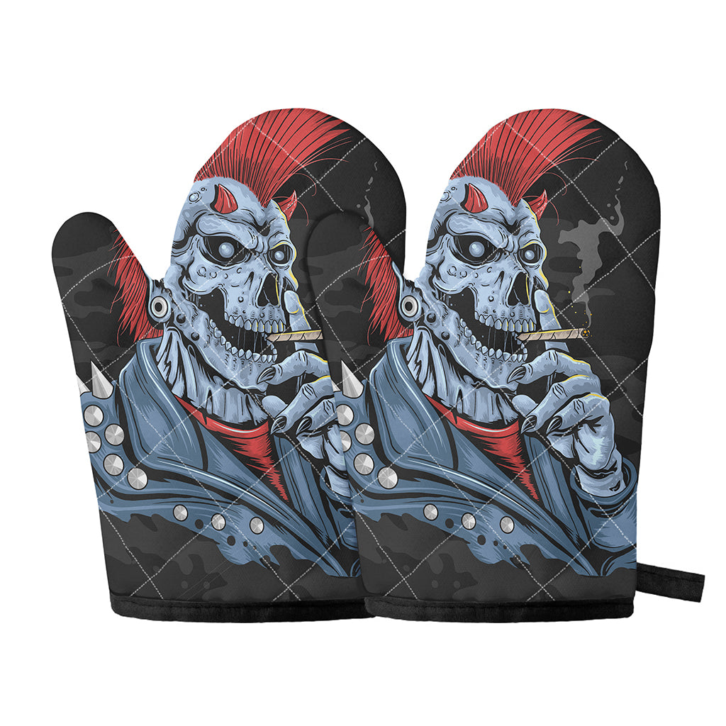Punk Mohawk Devil Print Oven Mitts