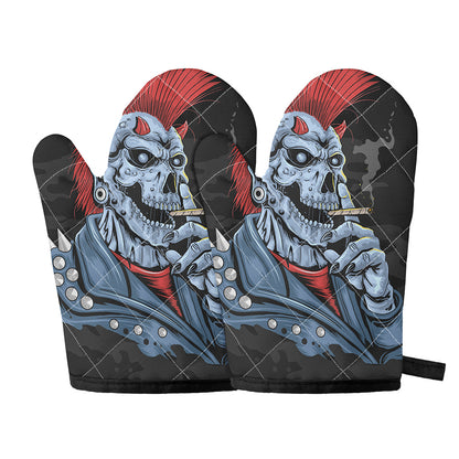 Punk Mohawk Devil Print Oven Mitts
