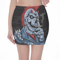 Punk Mohawk Devil Print Pencil Mini Skirt