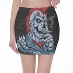 Punk Mohawk Devil Print Pencil Mini Skirt