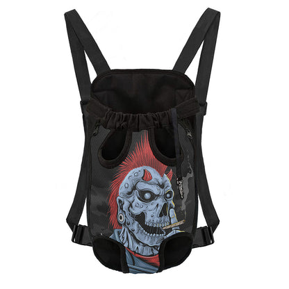 Punk Mohawk Devil Print Pet Carrier Backpack