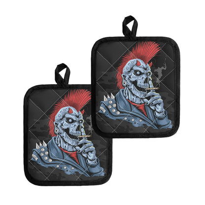 Punk Mohawk Devil Print Pot Holders