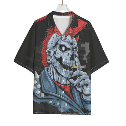 Punk Mohawk Devil Print Rayon Hawaiian Shirt
