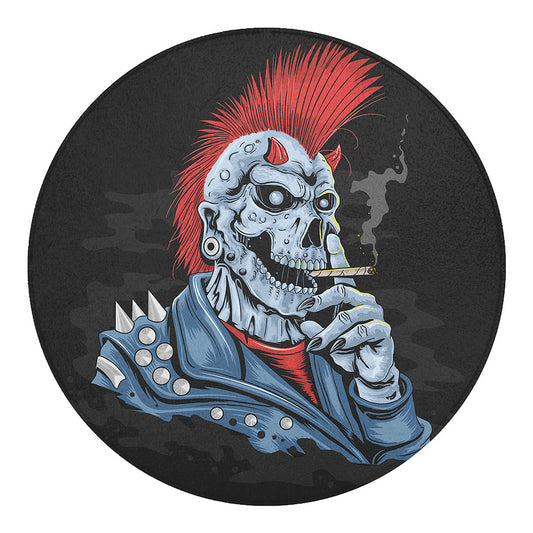 Punk Mohawk Devil Print Round Blanket
