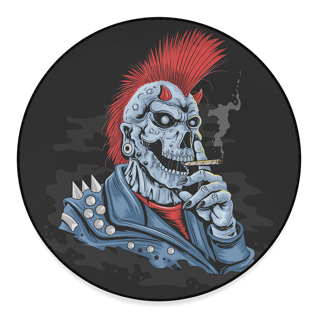 Punk Mohawk Devil Print Round Floor Mat