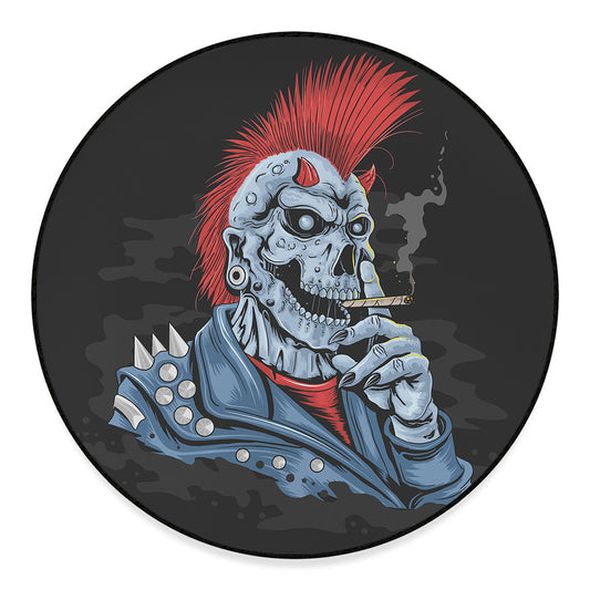 Punk Mohawk Devil Print Round Floor Mat