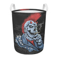 Punk Mohawk Devil Print Round Laundry Basket