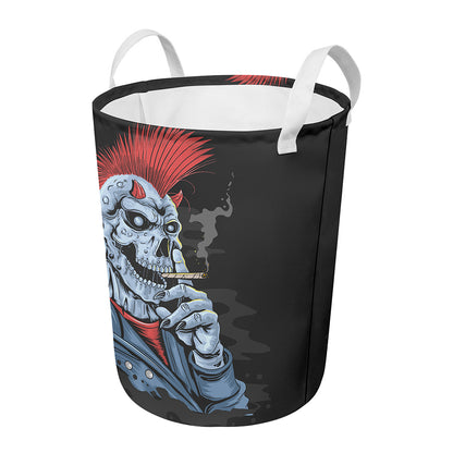 Punk Mohawk Devil Print Round Laundry Basket
