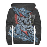 Punk Mohawk Devil Print Sherpa Lined Zip Up Hoodie