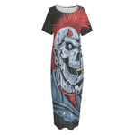 Punk Mohawk Devil Print Short Sleeve Long Nightdress