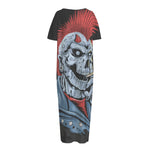 Punk Mohawk Devil Print Short Sleeve Long Nightdress