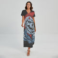 Punk Mohawk Devil Print Short Sleeve Maxi Dress