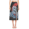 Punk Mohawk Devil Print Side Slit Midi Skirt