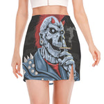 Punk Mohawk Devil Print Side Slit Mini Skirt