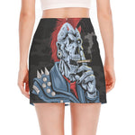 Punk Mohawk Devil Print Side Slit Mini Skirt
