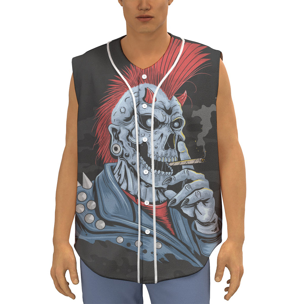 Punk Mohawk Devil Print Sleeveless Baseball Jersey