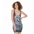 Punk Mohawk Devil Print Sleeveless Bodycon Dress
