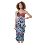 Punk Mohawk Devil Print Slim Fit Midi Cami Dress