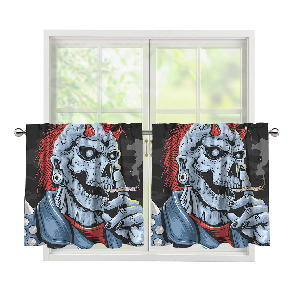 Punk Mohawk Devil Print Tier Curtains