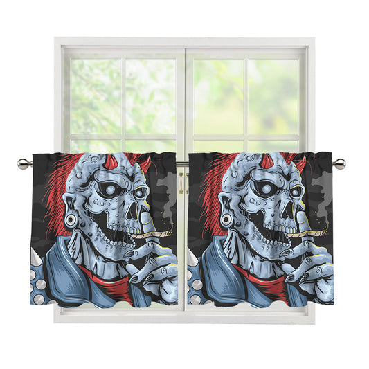 Punk Mohawk Devil Print Tier Curtains
