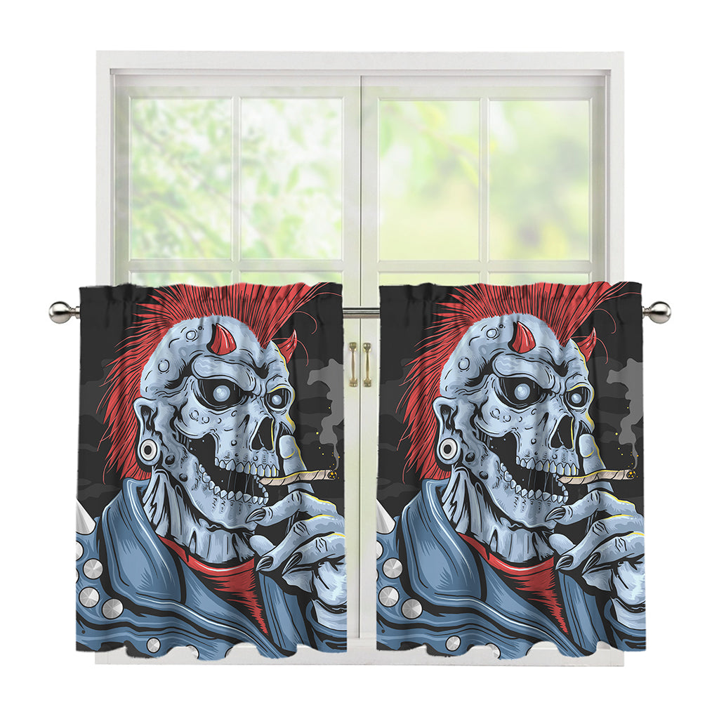 Punk Mohawk Devil Print Tier Curtains