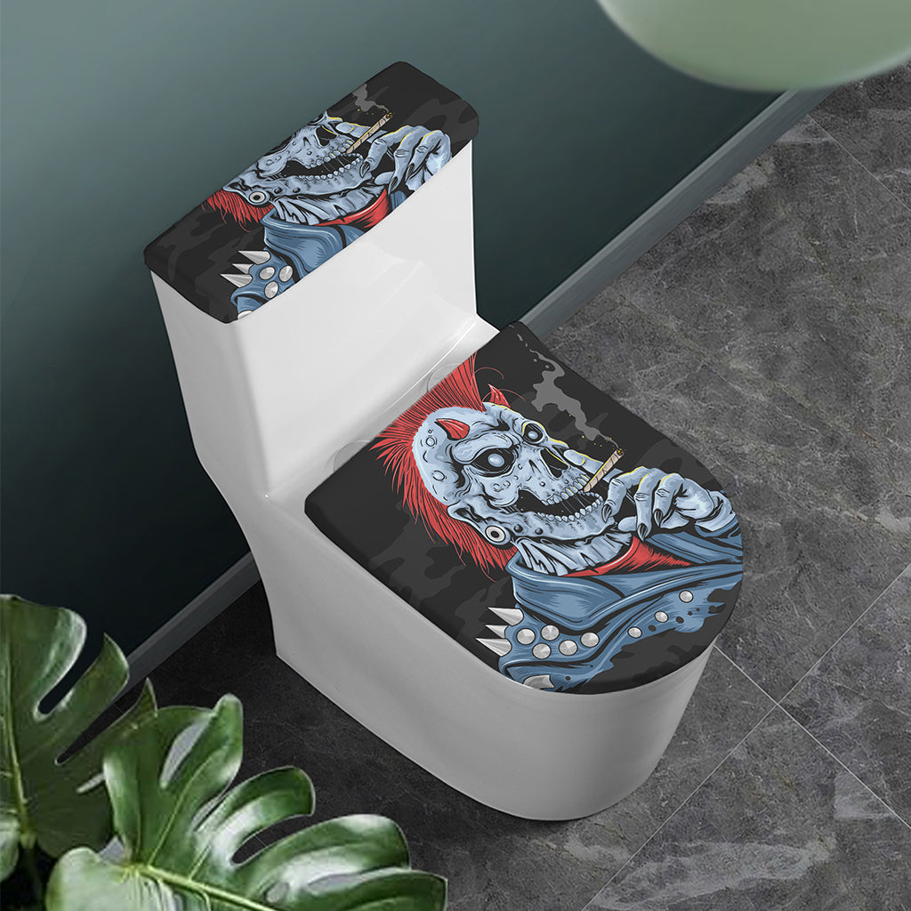 Punk Mohawk Devil Print Toilet Lid And Tank Cover Set