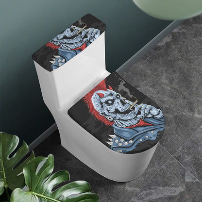 Punk Mohawk Devil Print Toilet Lid And Tank Cover Set