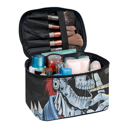 Punk Mohawk Devil Print Travel Makeup Bag