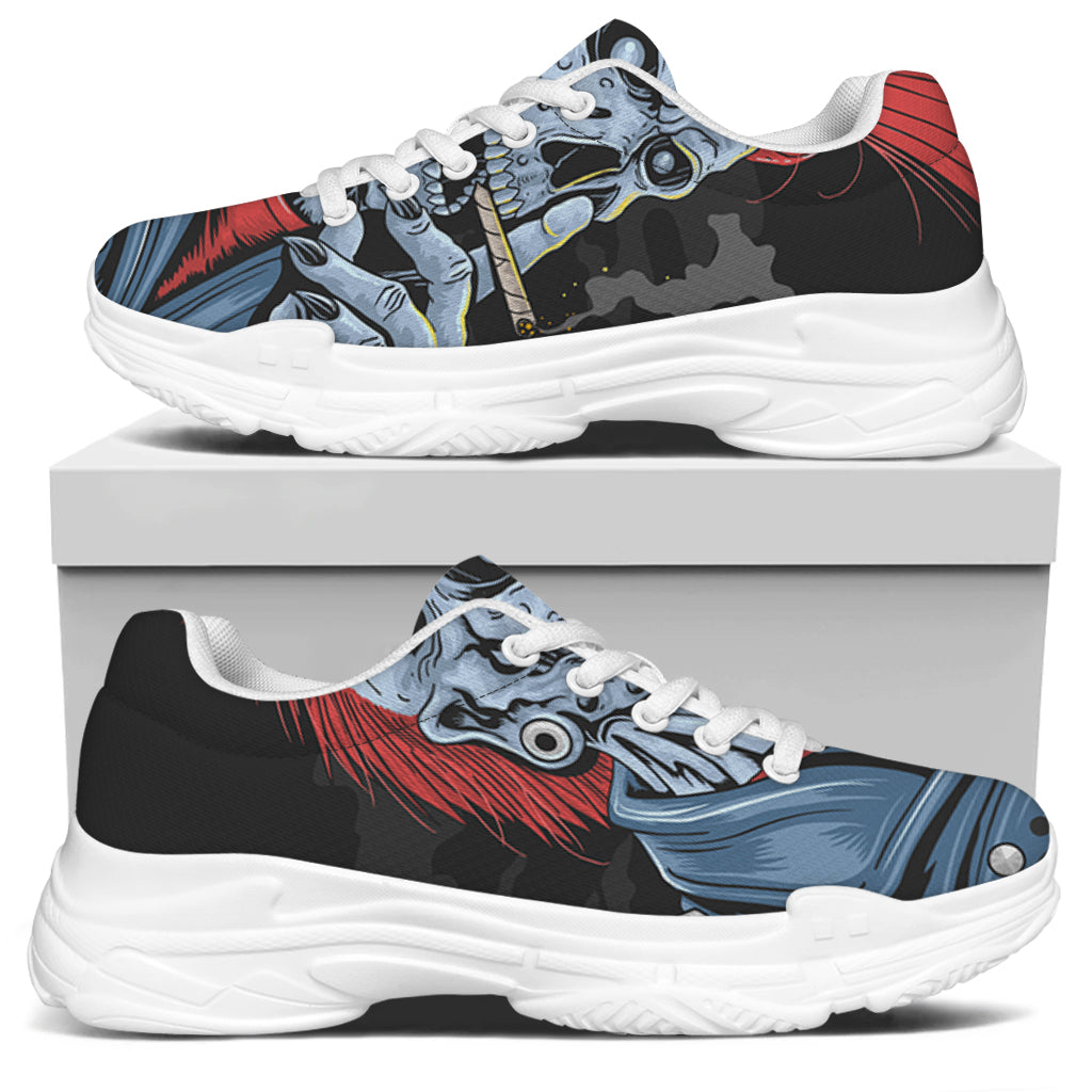 Punk Mohawk Devil Print White Chunky Shoes