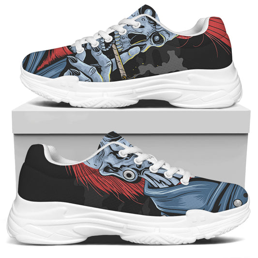 Punk Mohawk Devil Print White Chunky Shoes