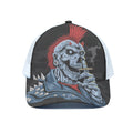Punk Mohawk Devil Print White Mesh Trucker Hat