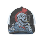 Punk Mohawk Devil Print White Mesh Trucker Cap