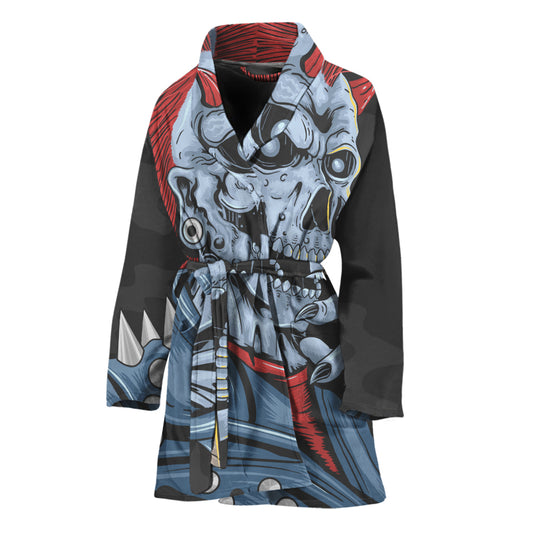 Punk Mohawk Devil Print Women's Bathrobe