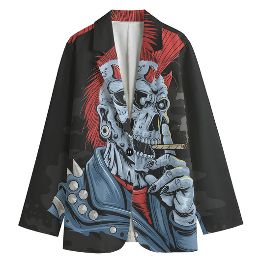 Punk Mohawk Devil Print Women's Blazer