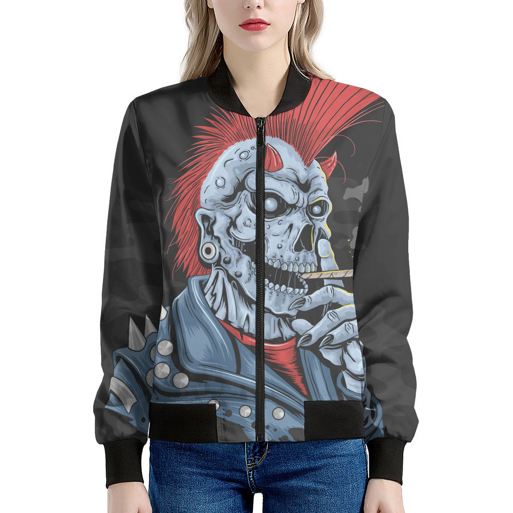 Punk Mohawk Devil Print Women's Bomber Jacket