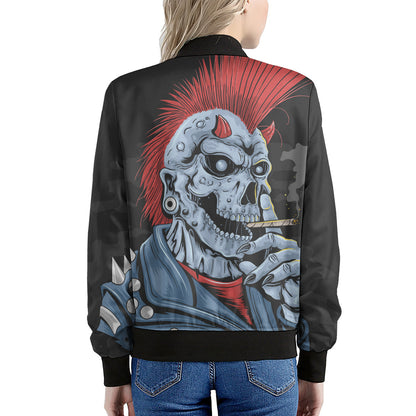 Punk Mohawk Devil Print Women's Bomber Jacket