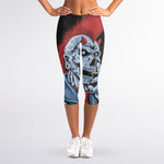 Punk Mohawk Devil Print Women's Capri Leggings