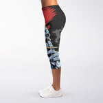 Punk Mohawk Devil Print Women's Capri Leggings
