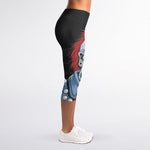 Punk Mohawk Devil Print Women's Capri Leggings