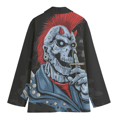 Punk Mohawk Devil Print Women's Cotton Blazer