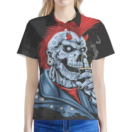Punk Mohawk Devil Print Women's Polo Shirt