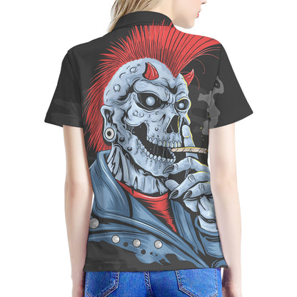 Punk Mohawk Devil Print Women's Polo Shirt